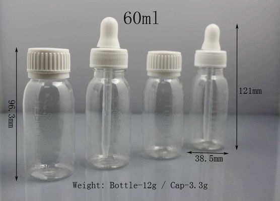 Silicone PP 60ml Dropper Medicine Bottle Essential Oil Drops Per Ml