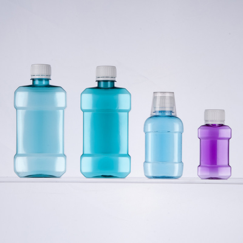 Flat Mouthwash Green Bottle Empty Plastic Bottles 250ml