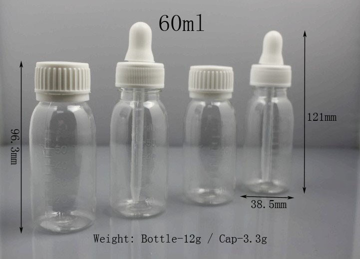 Silicone PP 60ml Dropper Medicine Bottle Essential Oil Drops Per Ml